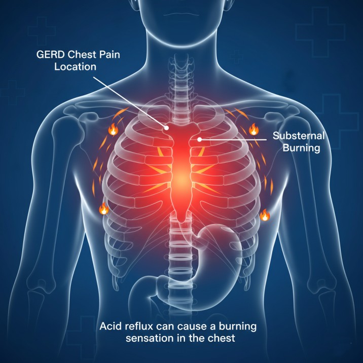 GERD Chest Pain Location