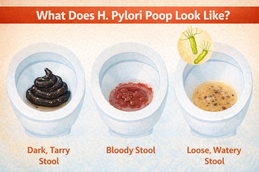 what does h pylori poop look like